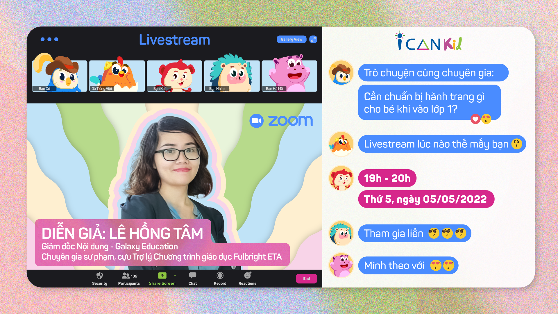 ICANKid livestream miễn phí cùng diễn giả Lê Hồng Tâm chủ đề “Bé tự tin bước vào lớp 1”